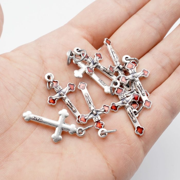 DIY十字架-银色合金+红色珐琅彩2.3cm - 图片 5
