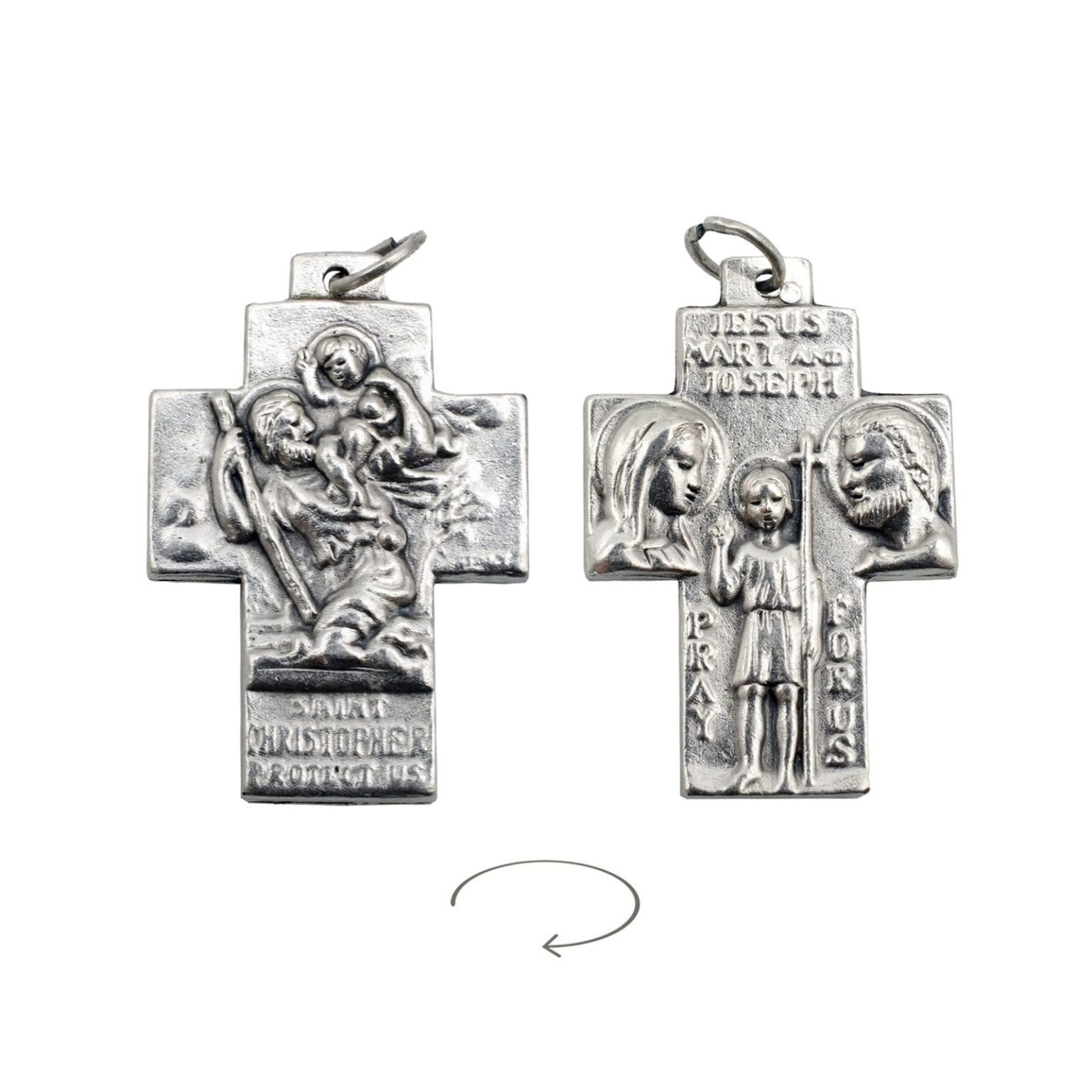 DIY十字架-基多福+圣母若瑟耶稣-锌合金-3x2.3cm