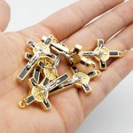 DIY十字架-金色合金+黑色珐琅彩圣本笃-3.5x2.1cm - 图片 4