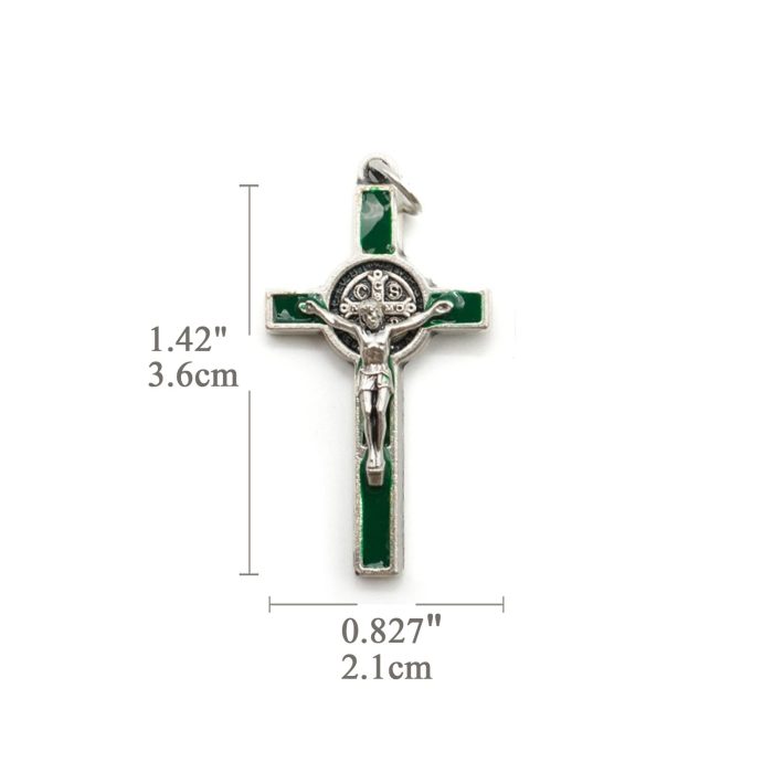 DIY十字架-圣本笃-锌合金-绿色珐琅彩-3.5cm - 图片 2