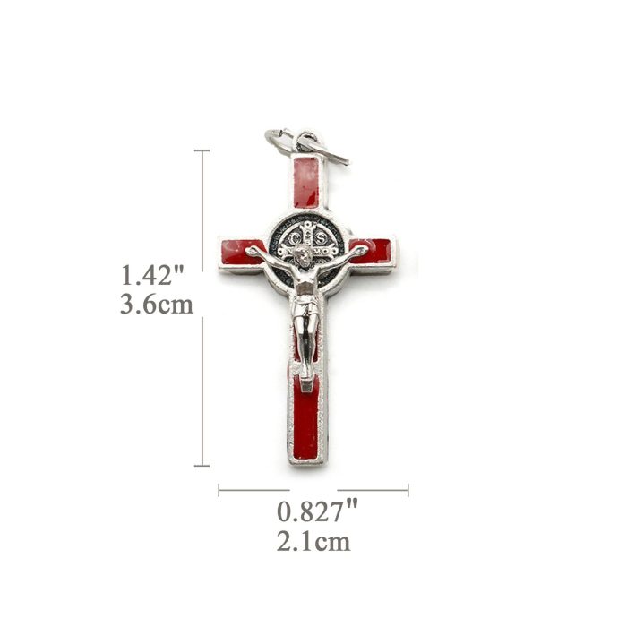 DIY十字架-圣本笃+锌合金+红色-3.5cm - 图片 2
