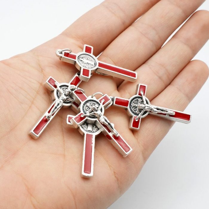 DIY十字架-圣本笃+锌合金+红色-3.5cm - 图片 3