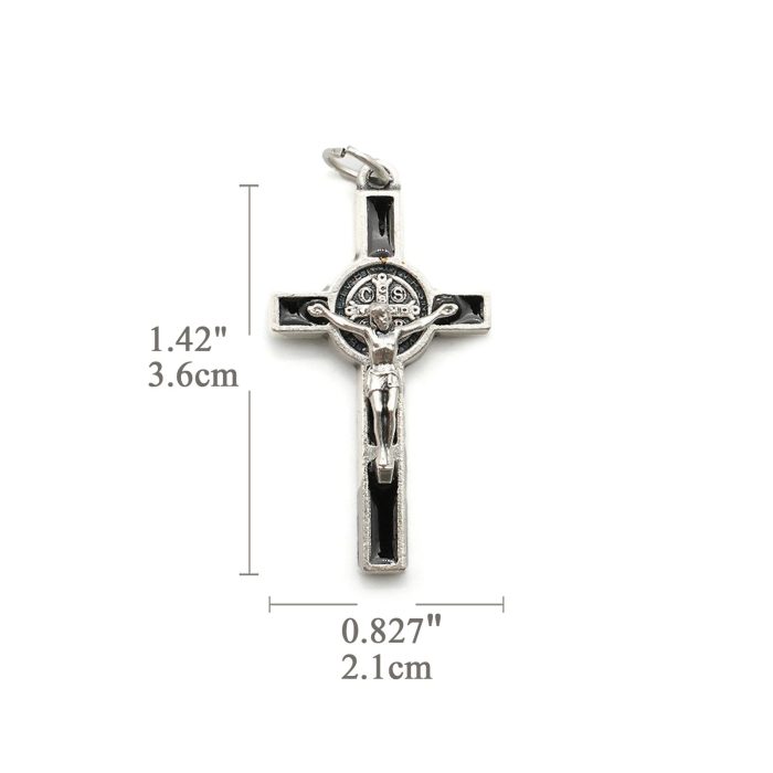 DIY十字架-圣本笃+锌合金+黑色-3.5cm - 图片 2