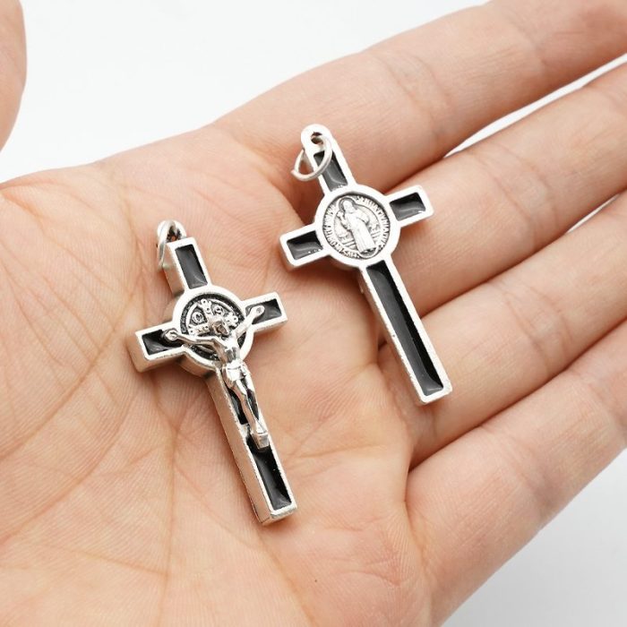 DIY十字架-圣本笃+锌合金+黑色-3.5cm - 图片 5
