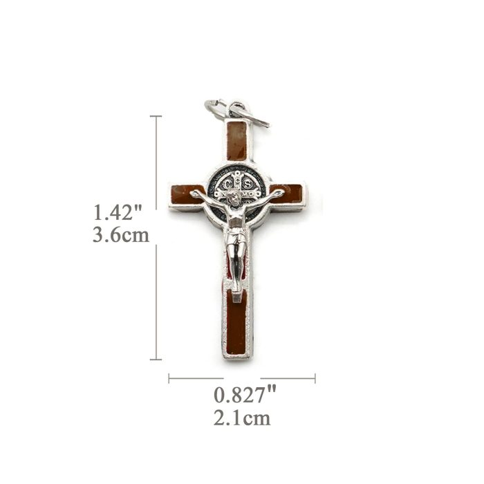 DIY十字架-圣本笃+锌合金+棕色-3.5cm - 图片 2