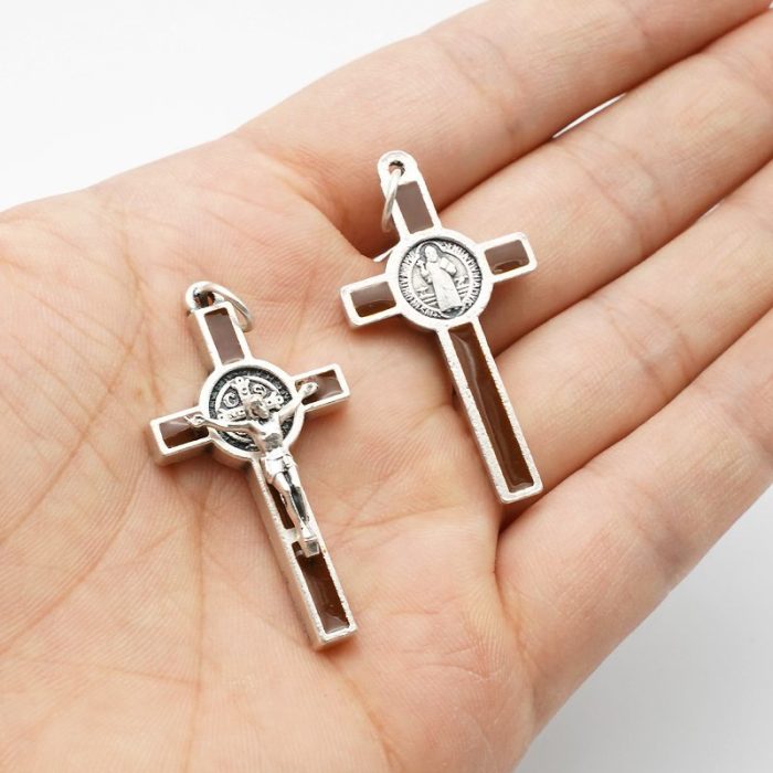 DIY十字架-圣本笃+锌合金+棕色-3.5cm - 图片 4