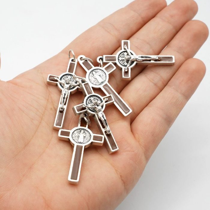 DIY十字架-圣本笃+锌合金+棕色-3.5cm - 图片 5
