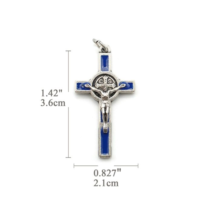 DIY十字架-圣本笃+锌合金+蓝色-3.5cm - 图片 2