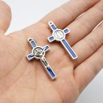 DIY十字架-圣本笃+锌合金+蓝色-3.5cm - 图片 3