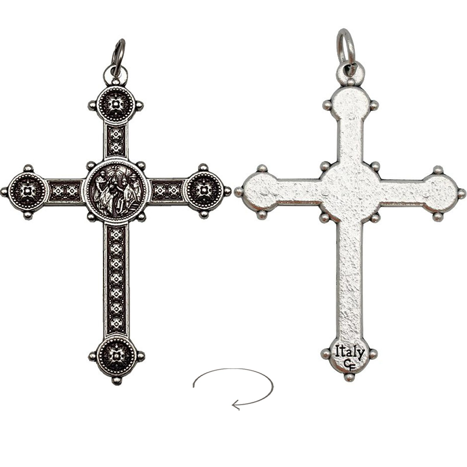 IC03CR061 DIY十字架-加冕-锌合金-4.0/5.0cm - 图片 1