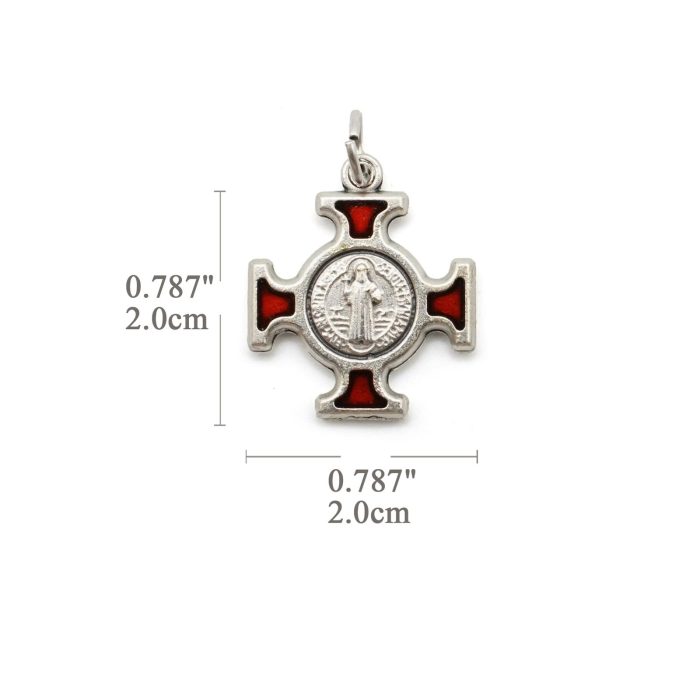 DIY十字架-圣本笃方形+锌合金+红色珐琅-2.0cm - 图片 2