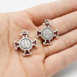 DIY十字架-圣本笃方形+锌合金+红色珐琅-2.0cm - 图片 3