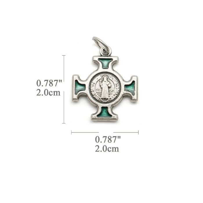 DIY十字架-圣本笃方形+锌合金+绿色珐琅-2.0cm - 图片 2