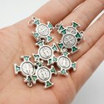 DIY十字架-圣本笃方形+锌合金+绿色珐琅-2.0cm - 图片 4