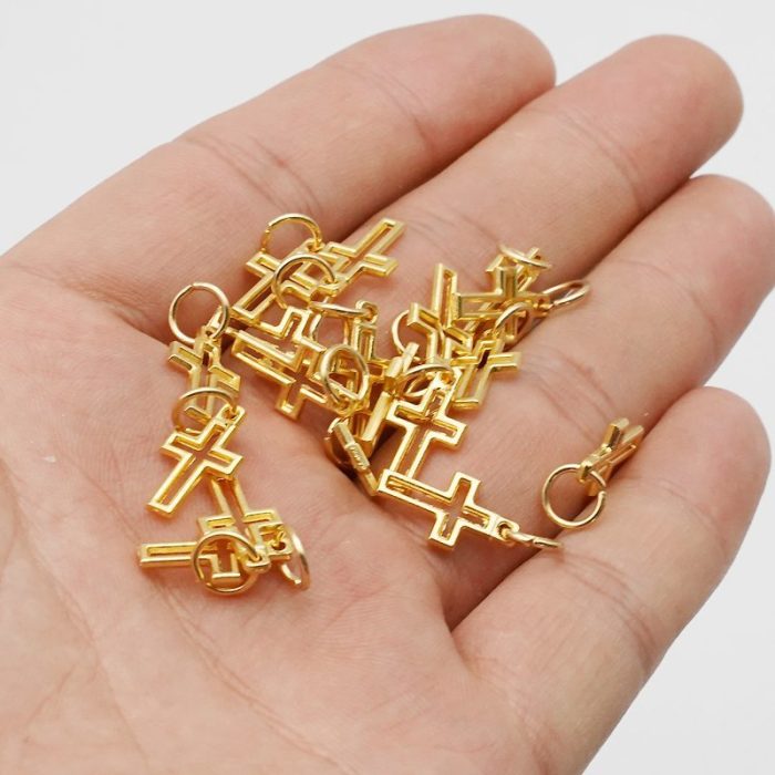 DIY十字架-镂空-锌合金-金色-1.2cm - 图片 4