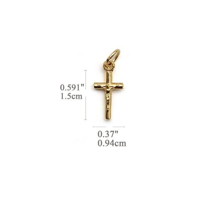 DIY十字架-圆柱-锌合金-金色-1.5cm - 图片 2