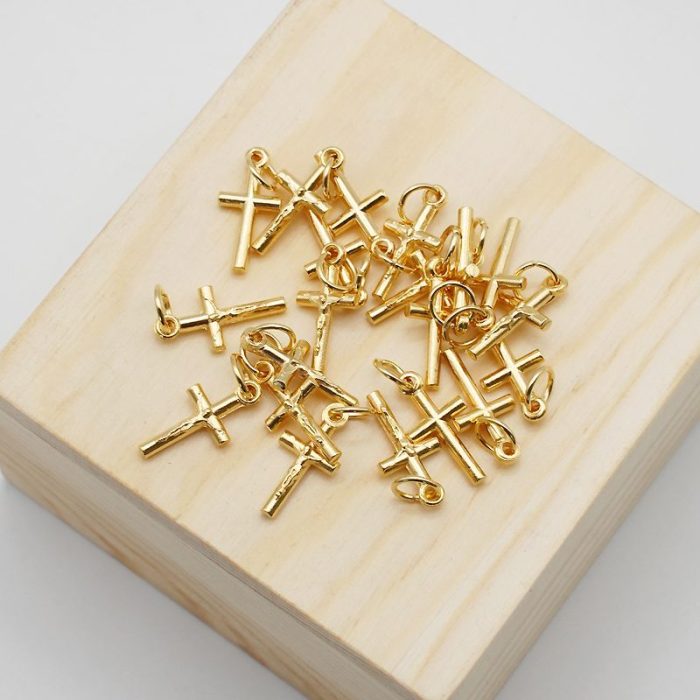 DIY十字架-圆柱-锌合金-金色-1.5cm - 图片 3