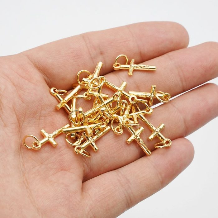 DIY十字架-圆柱-锌合金-金色-1.5cm - 图片 4