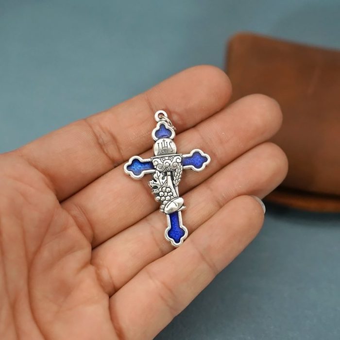 DIY十字架-圣体圣事+锌合金蓝珐琅-3.8x2.6cm - 图片 5