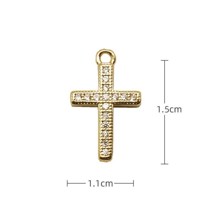 DIY十字架-白钻-黄铜-1.5x1.1cm - 图片 2