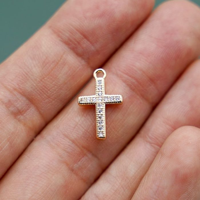 DIY十字架-白钻-黄铜-1.5x1.1cm - 图片 6