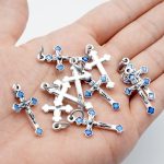 DIY十字架-银色合金+蓝色珐琅彩-2.3cm - 图片 5