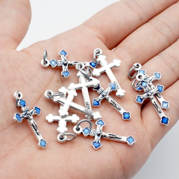DIY十字架-银色合金+蓝色珐琅彩-2.3cm - 图片 5