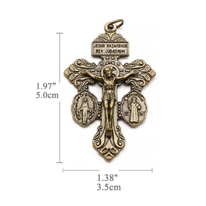 DIY十字架-宽恕+显灵圣母+圣本笃-锌合金-古铜色-5.5cm - 图片 2