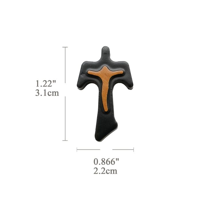 DIY十字架-TAU十字+黑色橄榄木+凸起圣尸-3.1x2.2cm - 图片 2