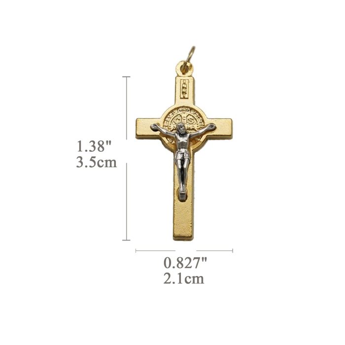 DIY十字架-圣本笃-锌合金-金色-3.5cm - 图片 2