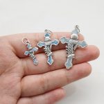 DIY十字架-圣体圣事-锌合金镀银蓝色珐琅-1.9/3.0/3.7cm - 图片 3