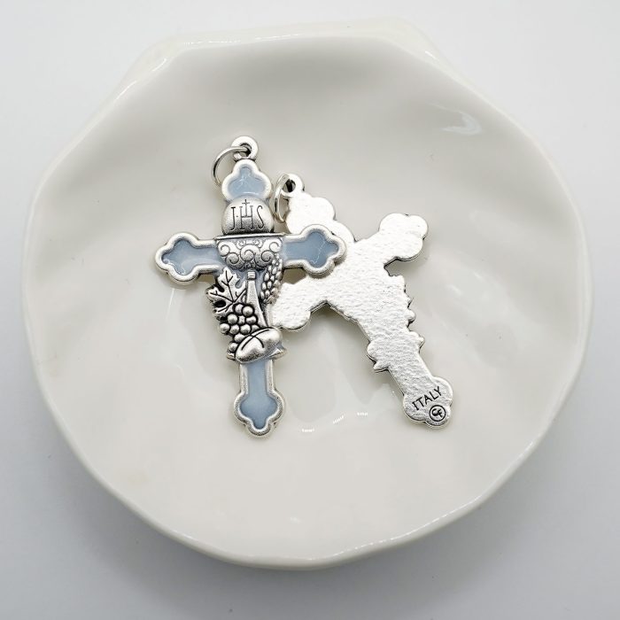 DIY十字架-圣体圣事-锌合金镀银蓝色珐琅-1.9/3.0/3.7cm - 图片 4