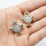 DIY十字架-圣本笃方形+锌合金+黄色珐琅-2.0cm - 图片 3