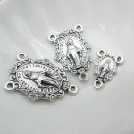 DIY三通-显灵圣母-椭圆带花饰-锌合金-1.1/2.0/2.4cm - 图片 3