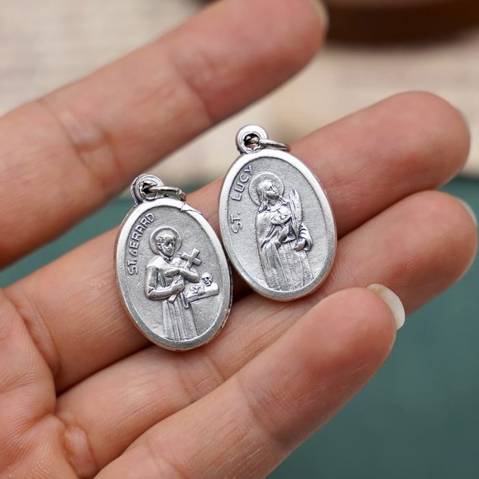 DIY小吊牌-路济亚+圣哲辣尔多-锌合金-镀银-2.2cm - 图片 3