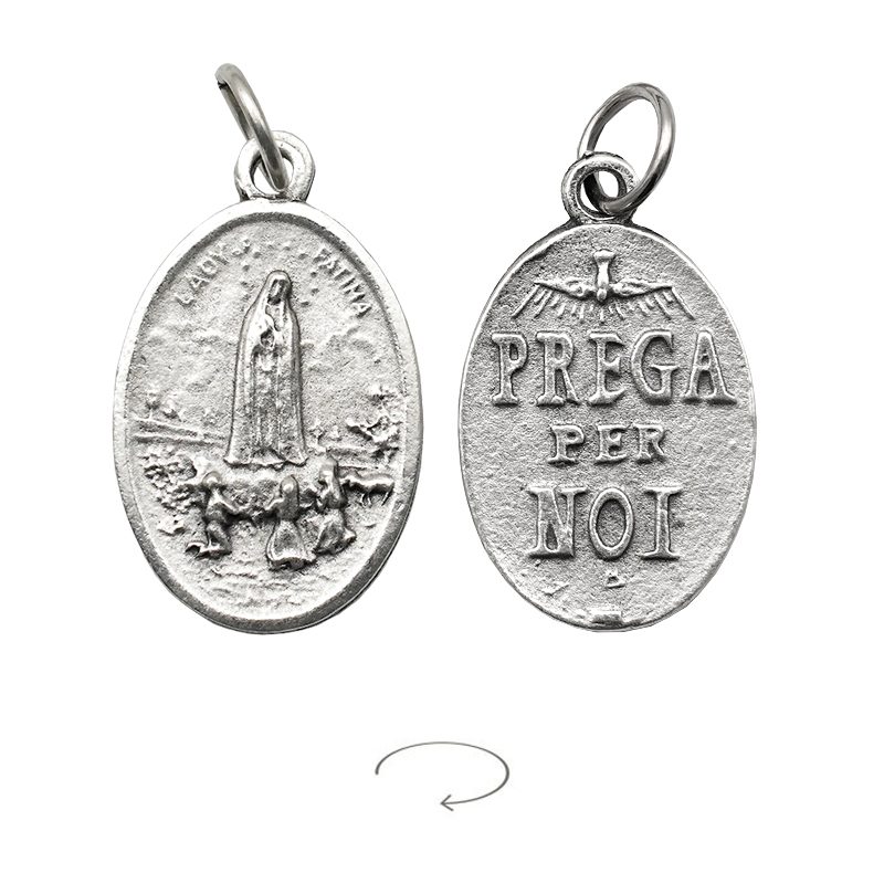 IC03MD084 DIY小吊牌-法蒂玛+圣神和字-锌合金-镀银-2.2cm - 图片 1