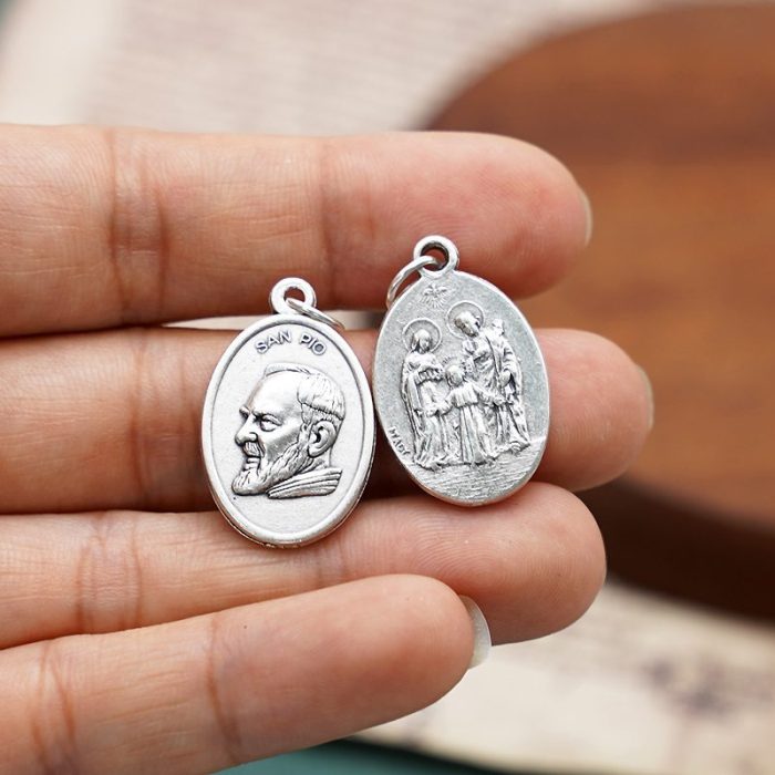 DIY小吊牌-庇护神父+圣家-锌合金-镀银-2.2cm - 图片 3