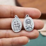DIY小吊牌-圣家+耶稣圣心-锌合金-镀银-2.2cm - 图片 2