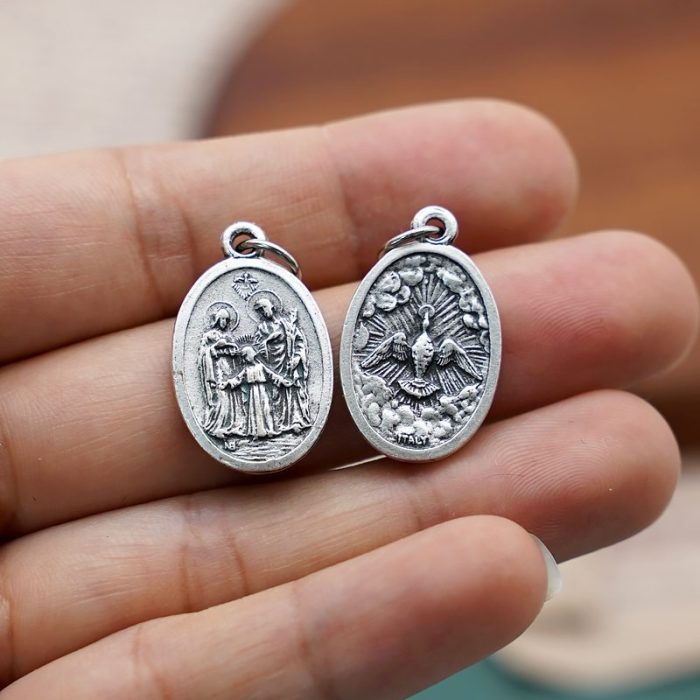 DIY小吊牌-圣家+圣神-锌合金-镀银-2.2cm - 图片 2