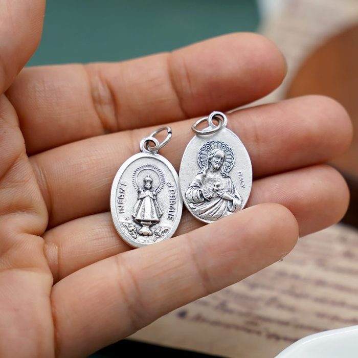 DIY小吊牌-布拉格圣婴+耶稣圣心-锌合金-2.2cm - 图片 3