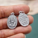 DIY小吊牌-庞贝玫瑰圣母+字为我们祈祷-锌合金-镀银-2.2cm - 图片 3