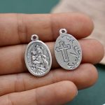 DIY小吊牌-圣亚纳·德博普雷+十字架和花-锌合金-2.2cm - 图片 3