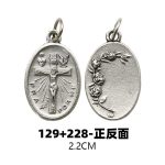 DIY小吊牌-基督十字架+玫瑰花-锌合金-2.2cm - 图片 4