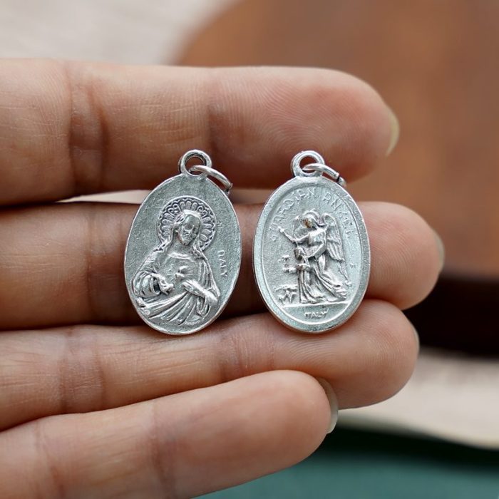 DIY小吊牌-护守天使+耶稣圣心-锌合金-2.2cm - 图片 3