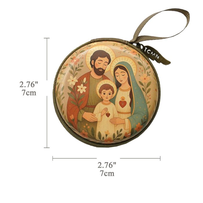 金属念珠包-圣家 (Holy Family)-圆形-7x7cm厚度3.3cm - 图片 2