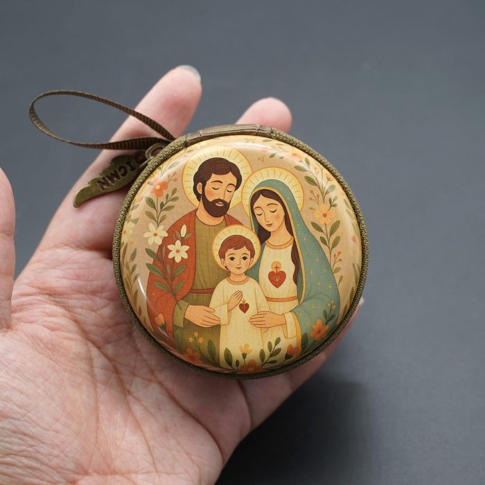金属念珠包-圣家 (Holy Family)-圆形-7x7cm厚度3.3cm - 图片 4