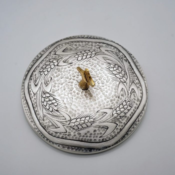 圣体盒-麦穗图案-手工錾刻-银色-高27×杯径13cm - 图片 6