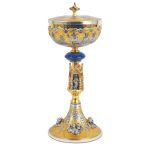 圣体盒-最后晚餐、天使、福音圣史与圣体纹样-双色-高32×直径12.5cm