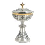 圣体盒-麦穗与十字-银色-高22.5×直径12cm