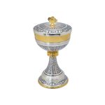 圣体盒-杯径12-黄铜-银色-直径12高22.5厘米